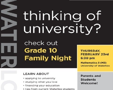 University of Waterloo Grade 10 Night Poster