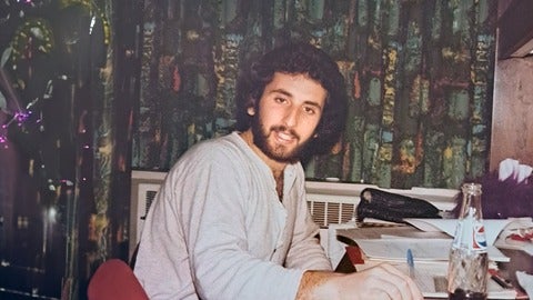 Panteli Tritchew sitting at a Grebel desk