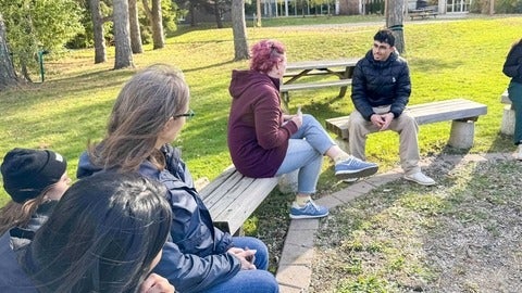 PACS and theatre students practicing dialogue