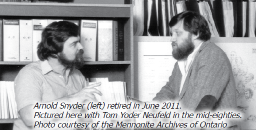 Arnold Snyder and Tom Yoder Neufeld in the mid-1980s. Photo courtesy of the Mennonite Archives of Ontario.