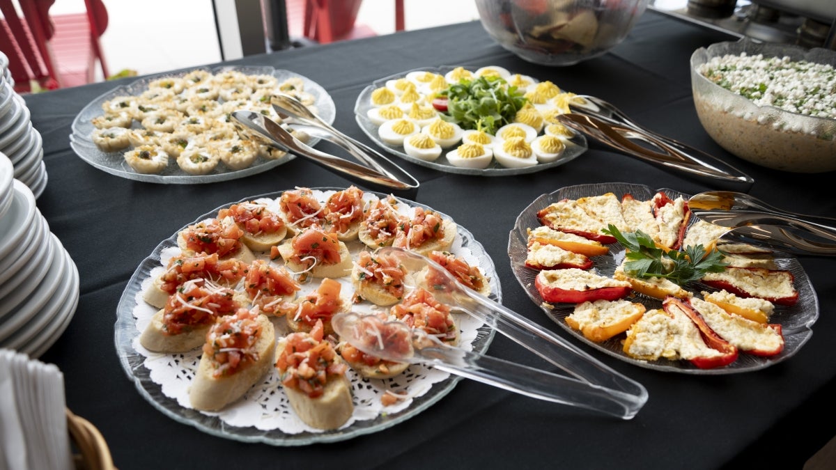 four plates of delicious hors d'ourves