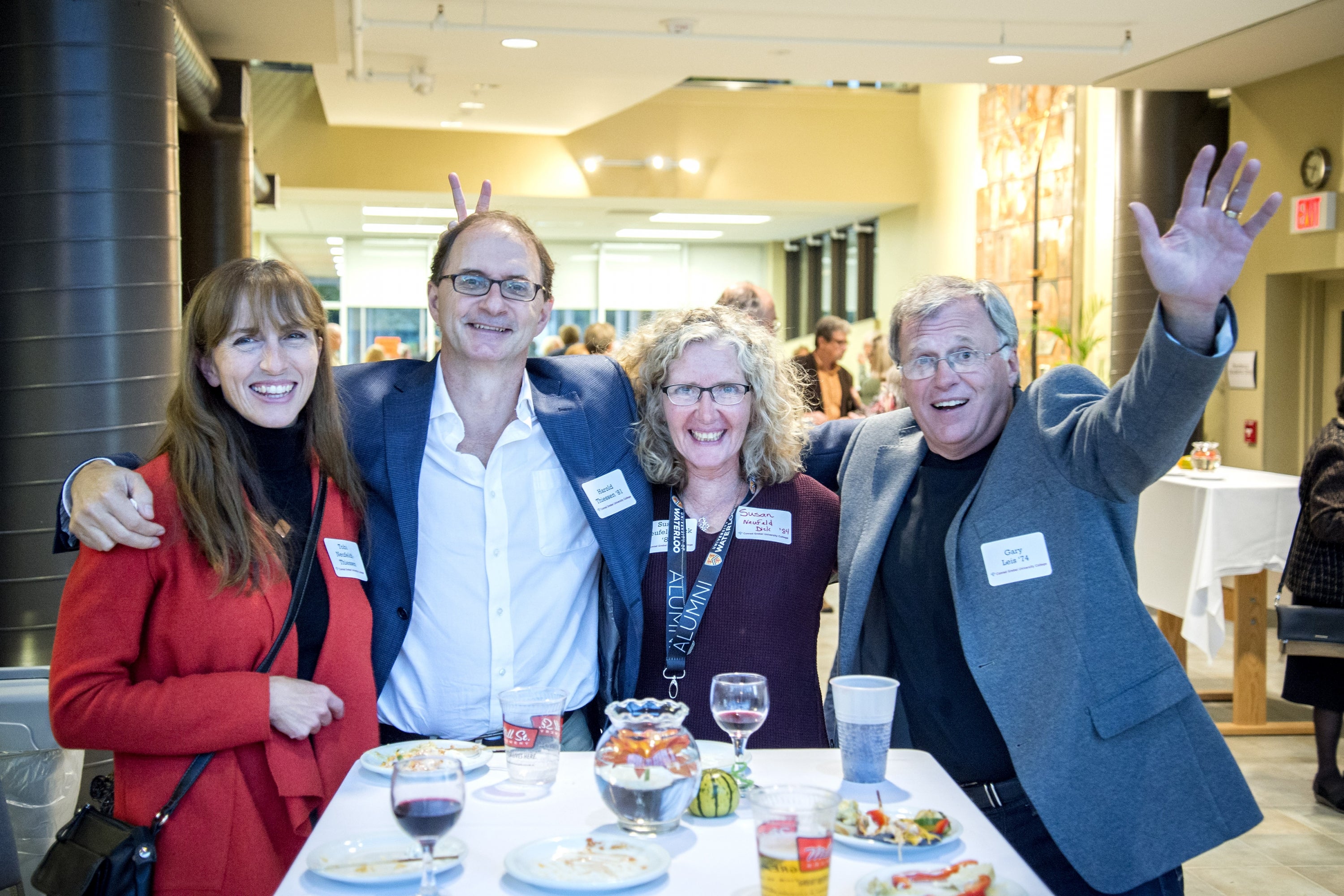 Tobi Neufeldt Thissen and Harold Thiessen (BA ’81) Susan Neufeld Dick (BA ’84) and Gary Leis ( BA ’74) 