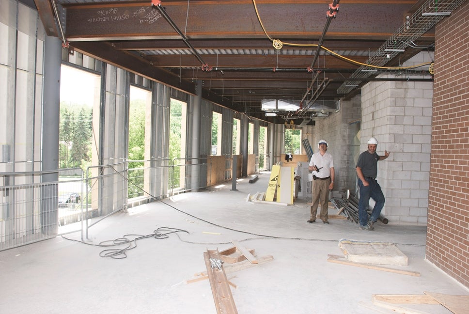 The Milton Good Library in progress. Students will appreciate the generous views from the new study carrels.