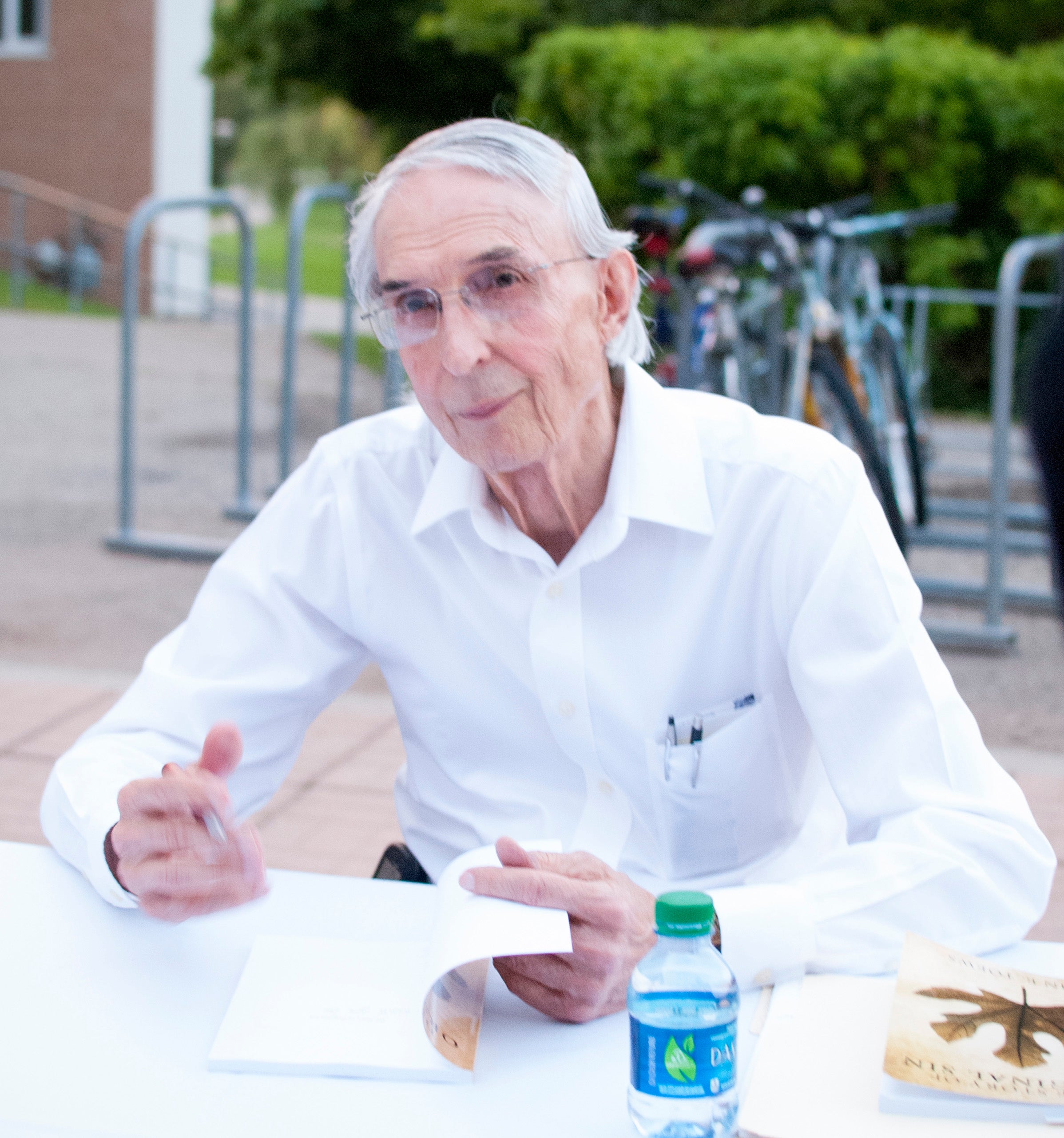 John E. Toews at a book signing