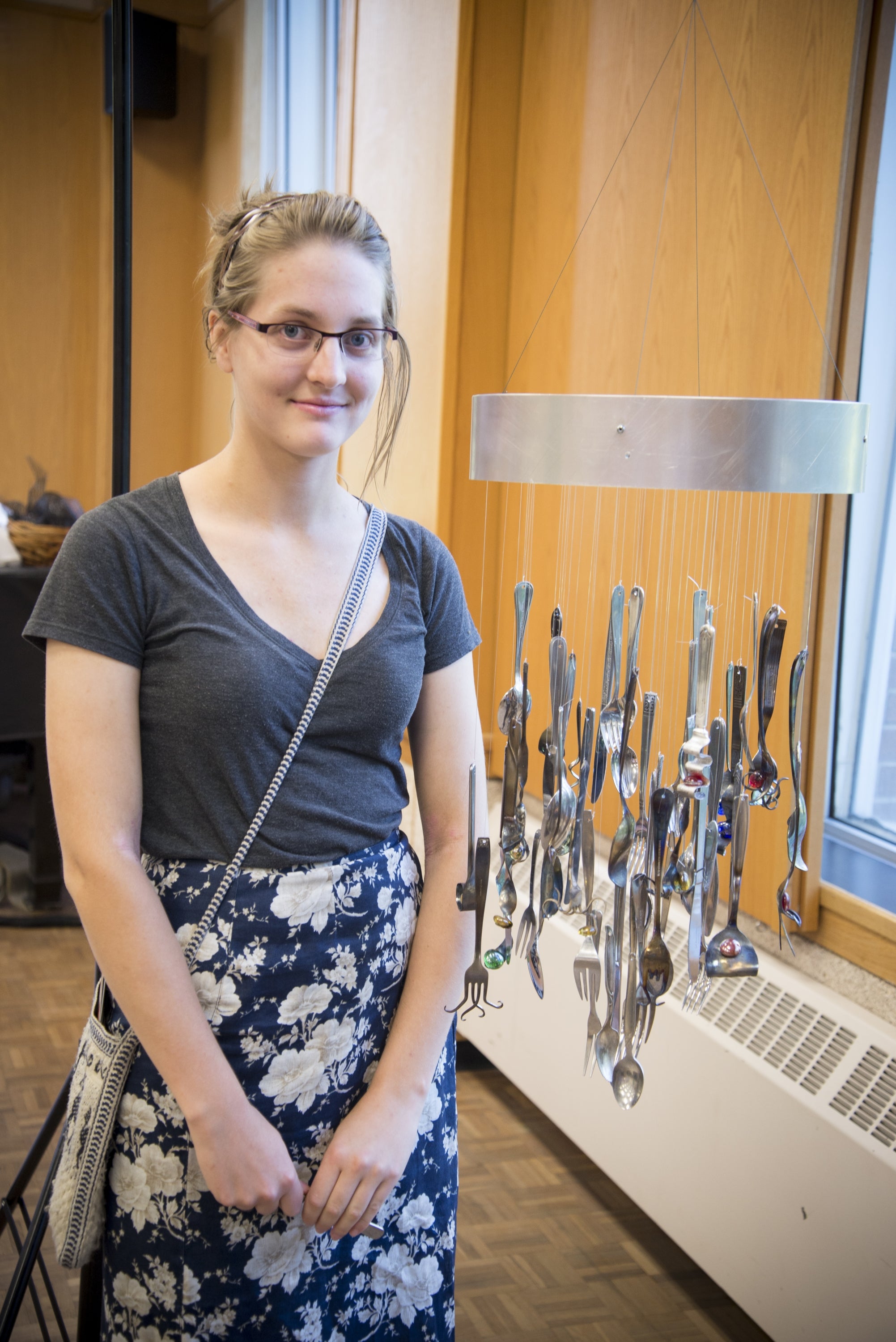 Margaret Gissing with the 2015 Act of Community cutlery sculpture