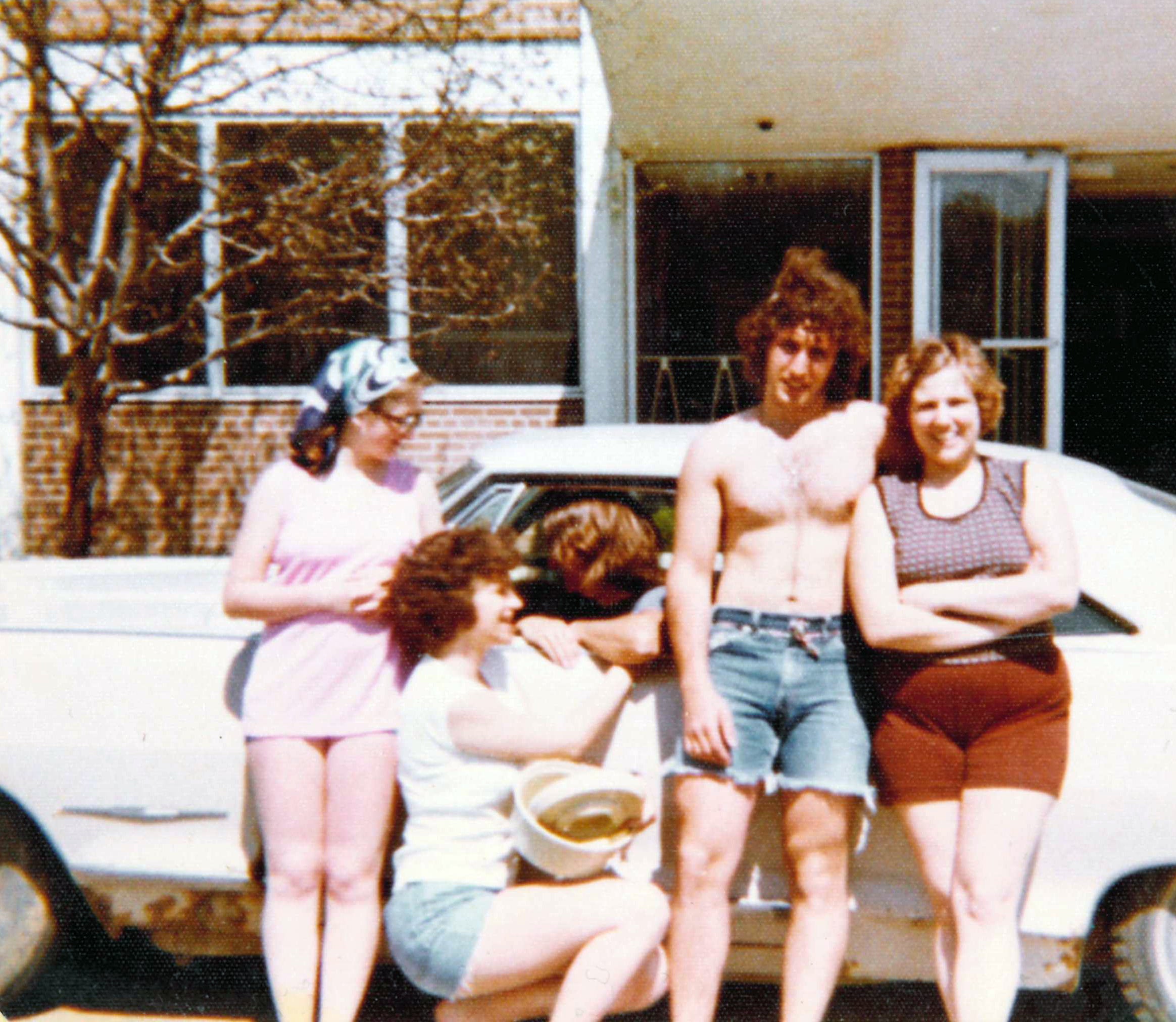 Car and students at Grebel in the '70s