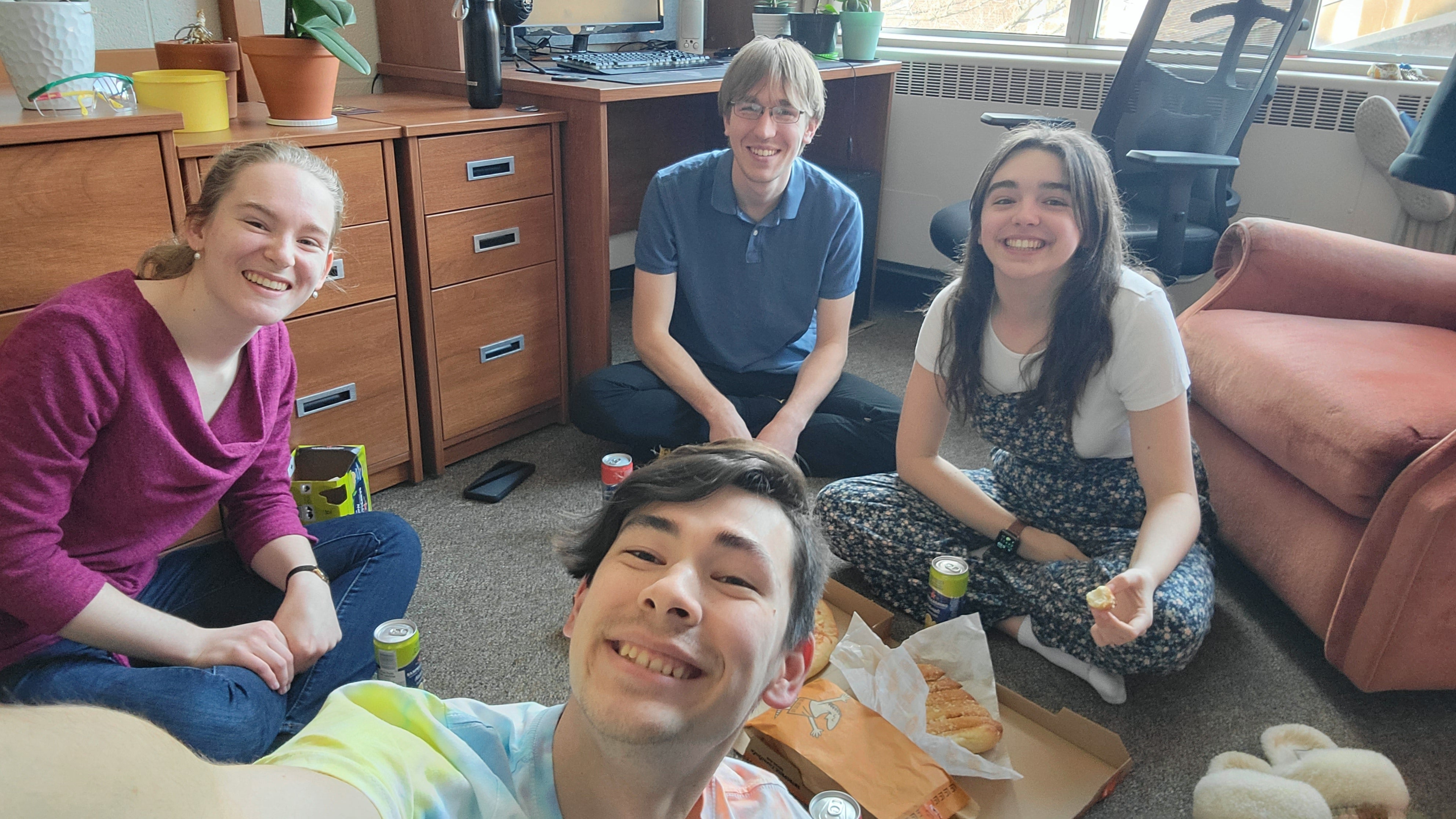 A group of students in a dorm room