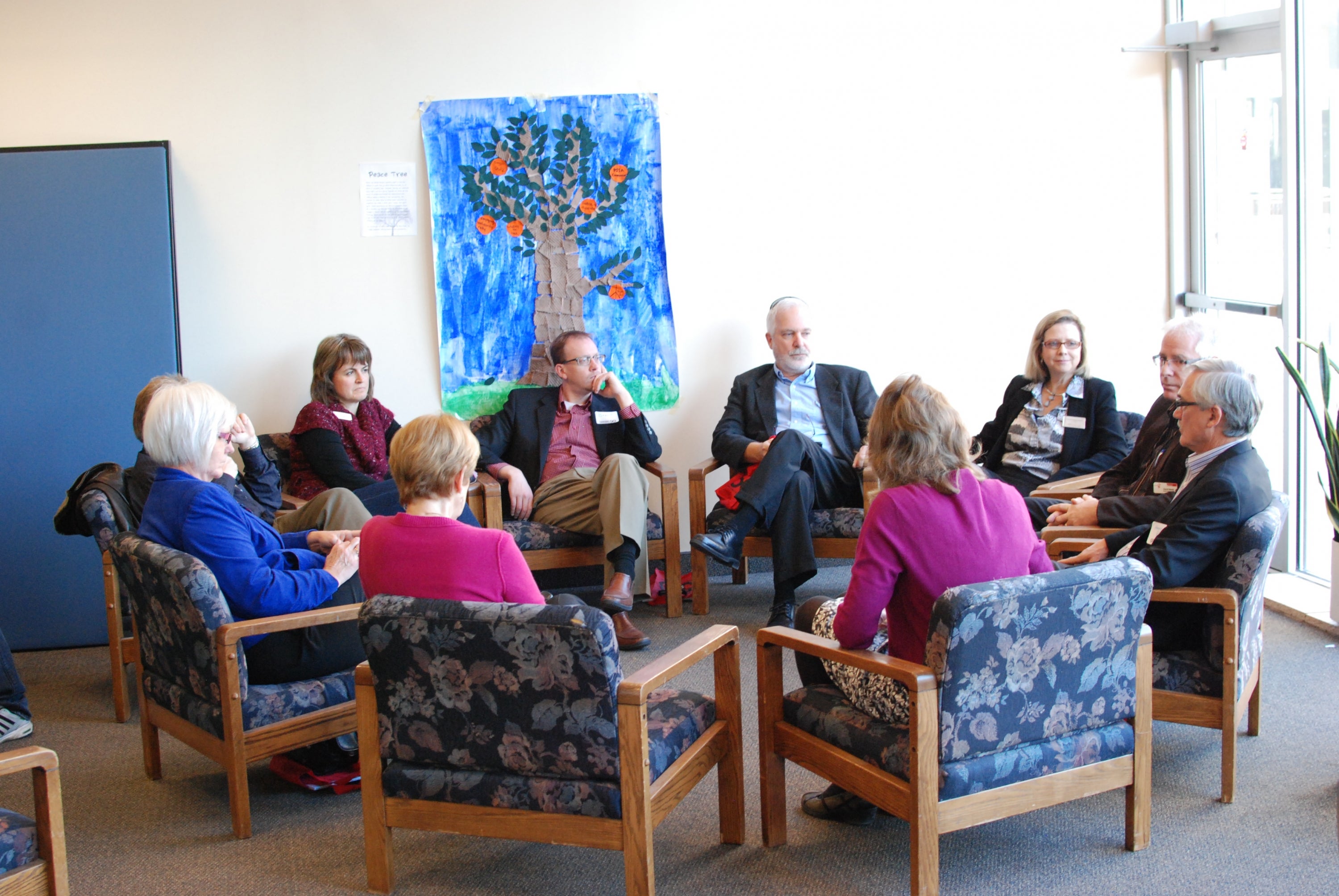people chatting in a circle
