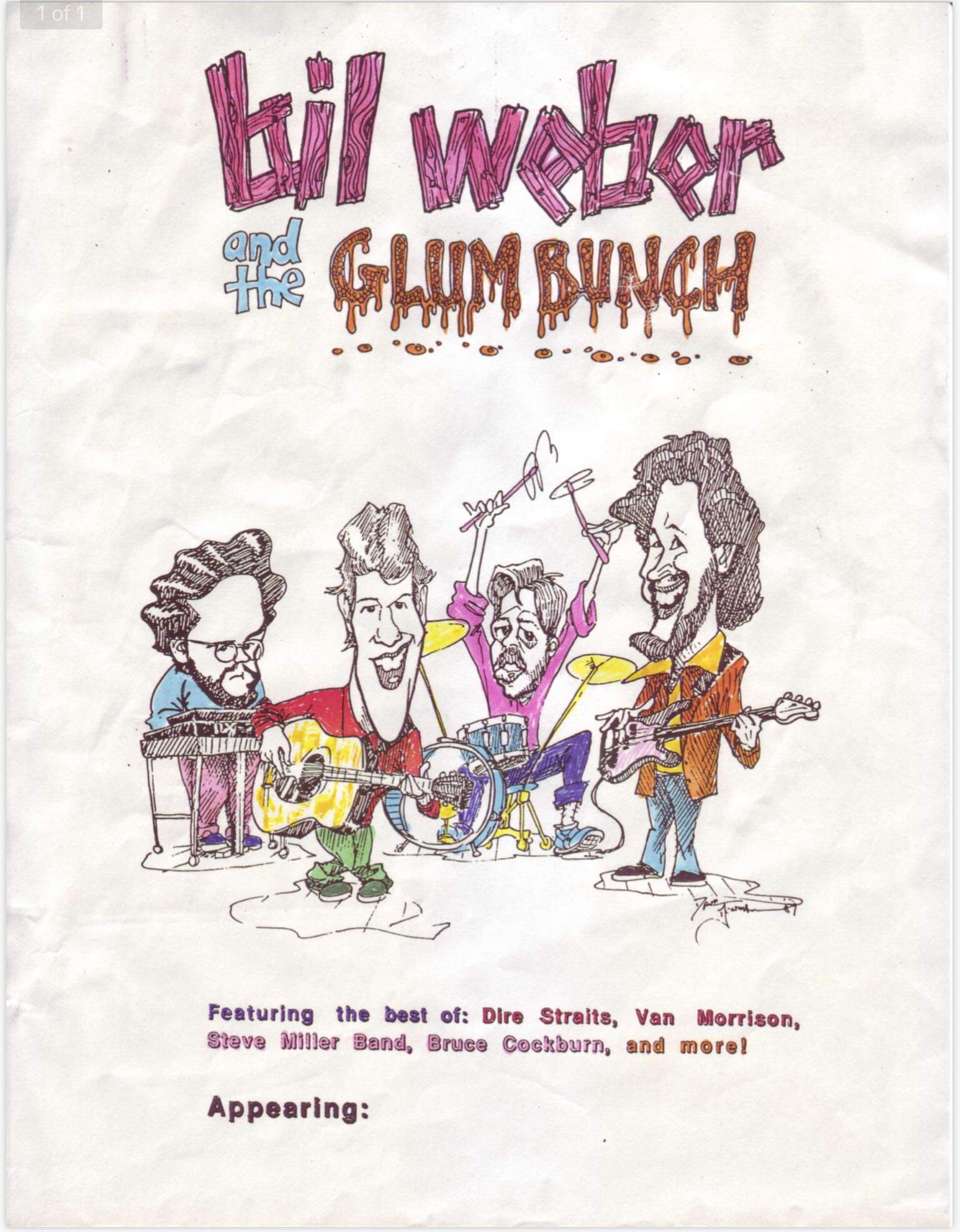 Old Poster for the band Bil Weber and the Glum bunch 