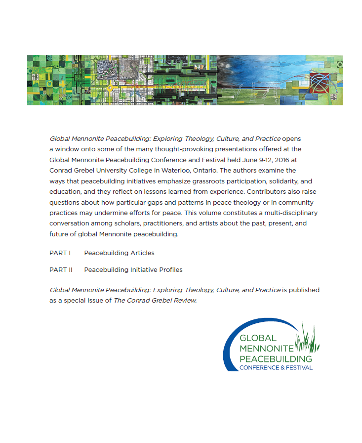 Back cover of The Conrad Grebel Review 35, no. 3 (Fall 2017)