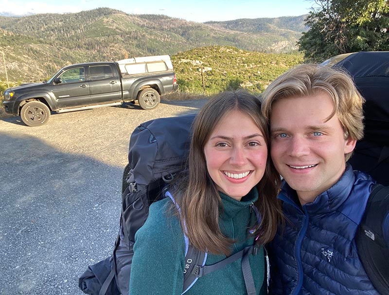 Connor Huxman and Amanda Enns with their camping truck