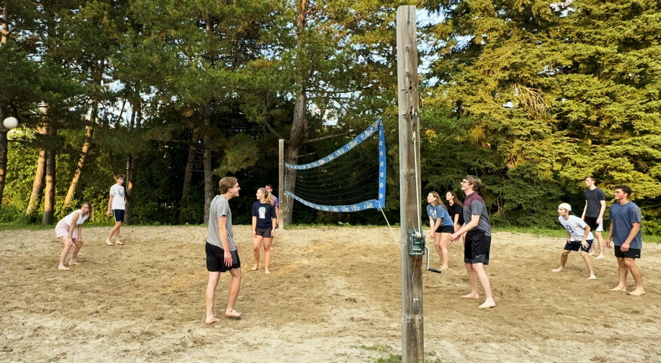 students playing volleyball