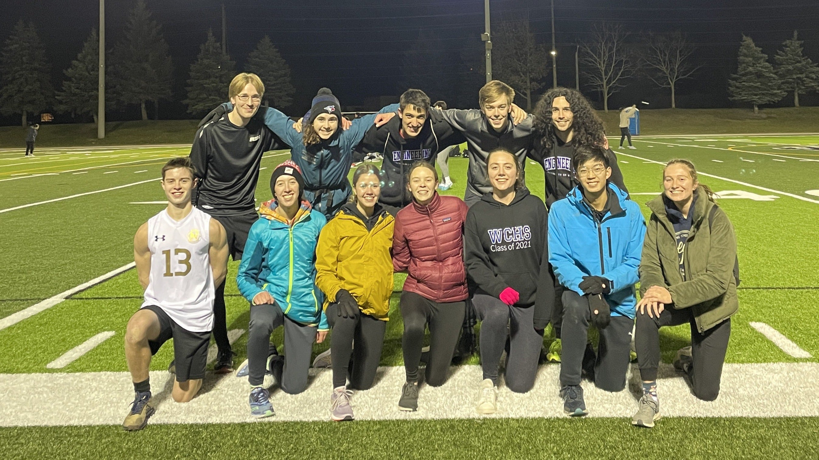 Intramural team on a football field