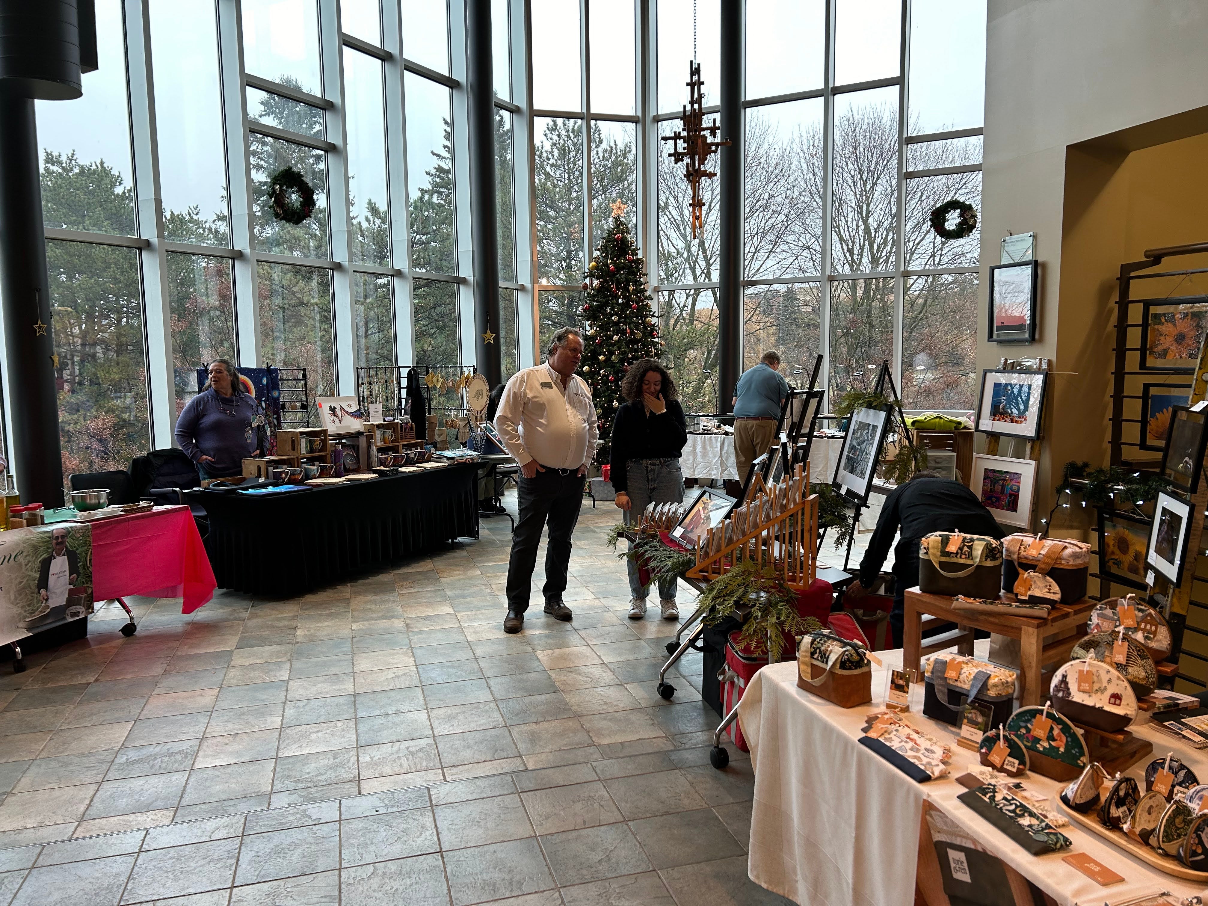 MAD Market tables set up in the Grebel atrium