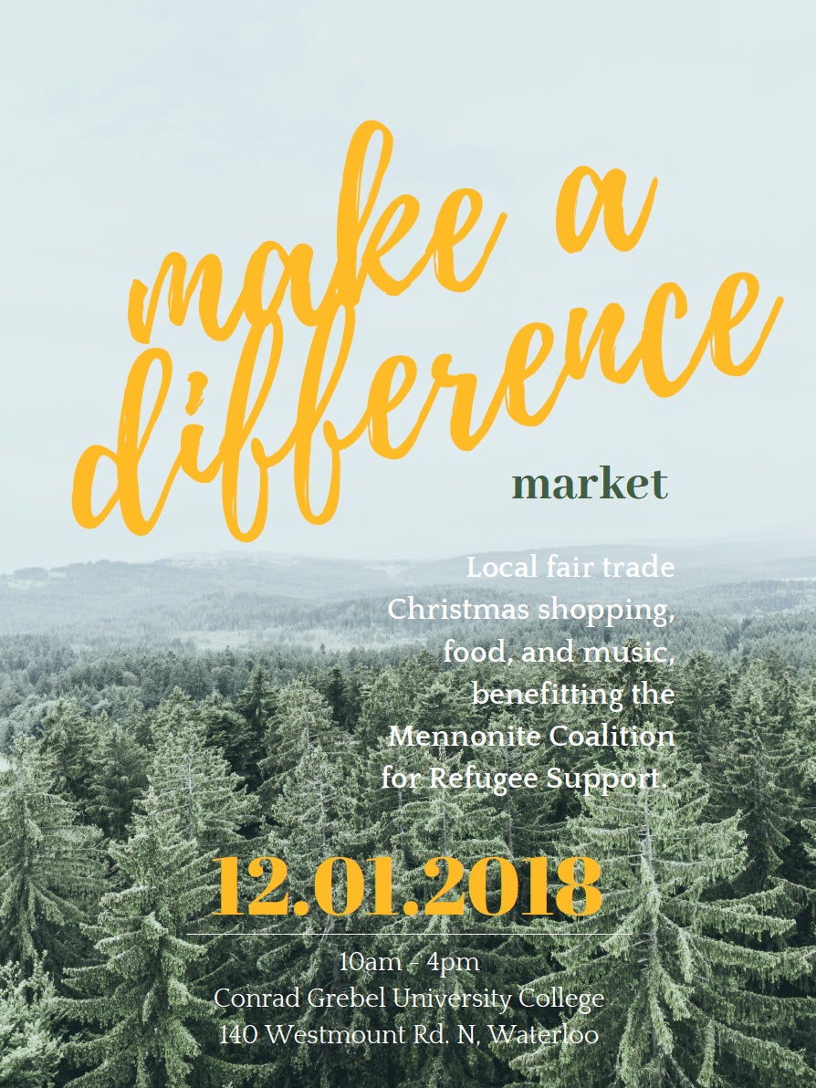 Join Grebel's Peace Society at the Make a Different (MAD) Market, December 1st.