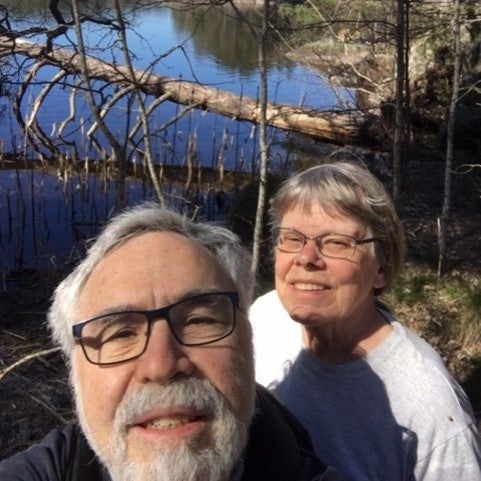 Mark and Elsa on a hike