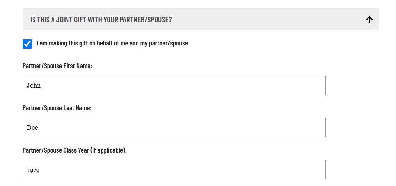 Example form for Is this a joint gift with your partner or spouse expanded box