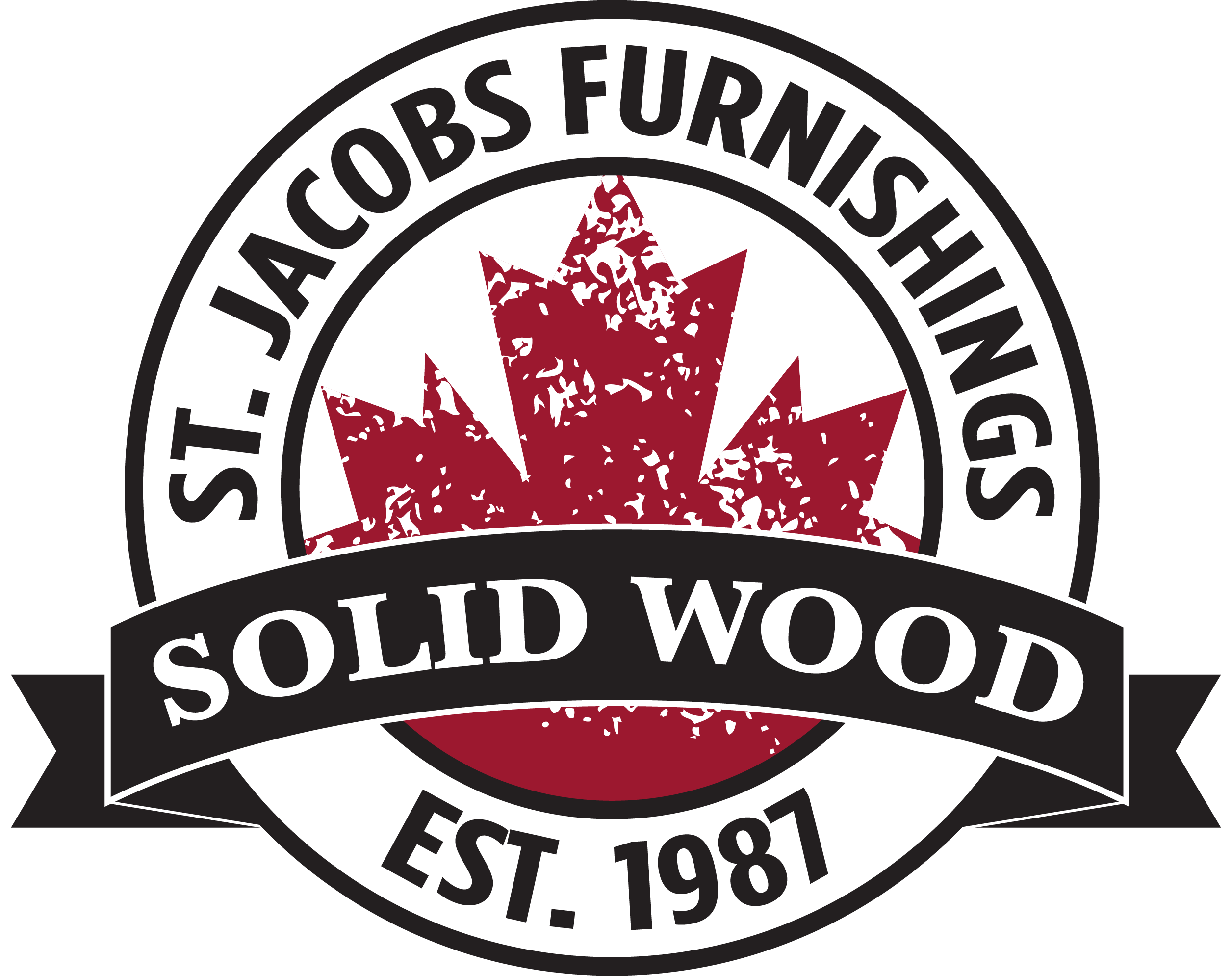 St Jacobs Furnishings, solid wood, est. 1987, logo.
