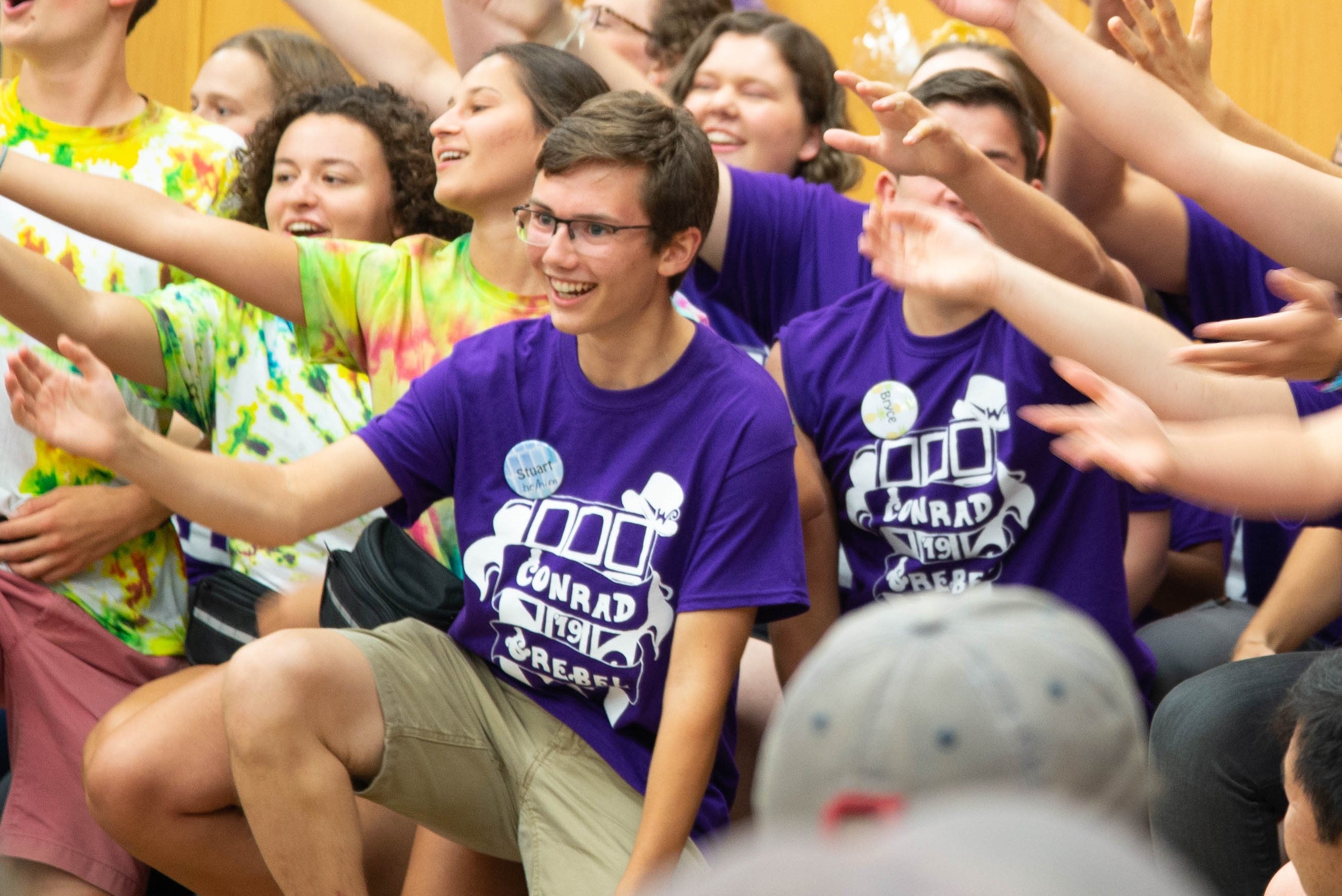 Stuart leading an orientation song