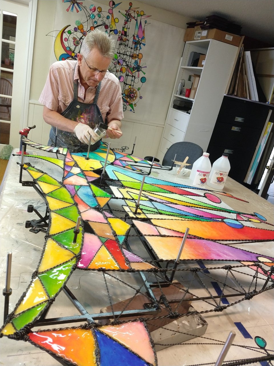 Jim in his studio working on the art piece