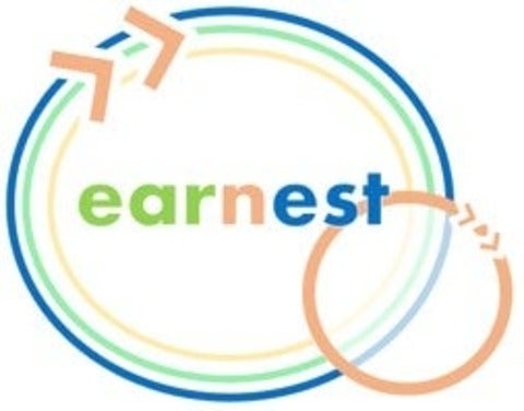 a logo with earnest at the center of a circle