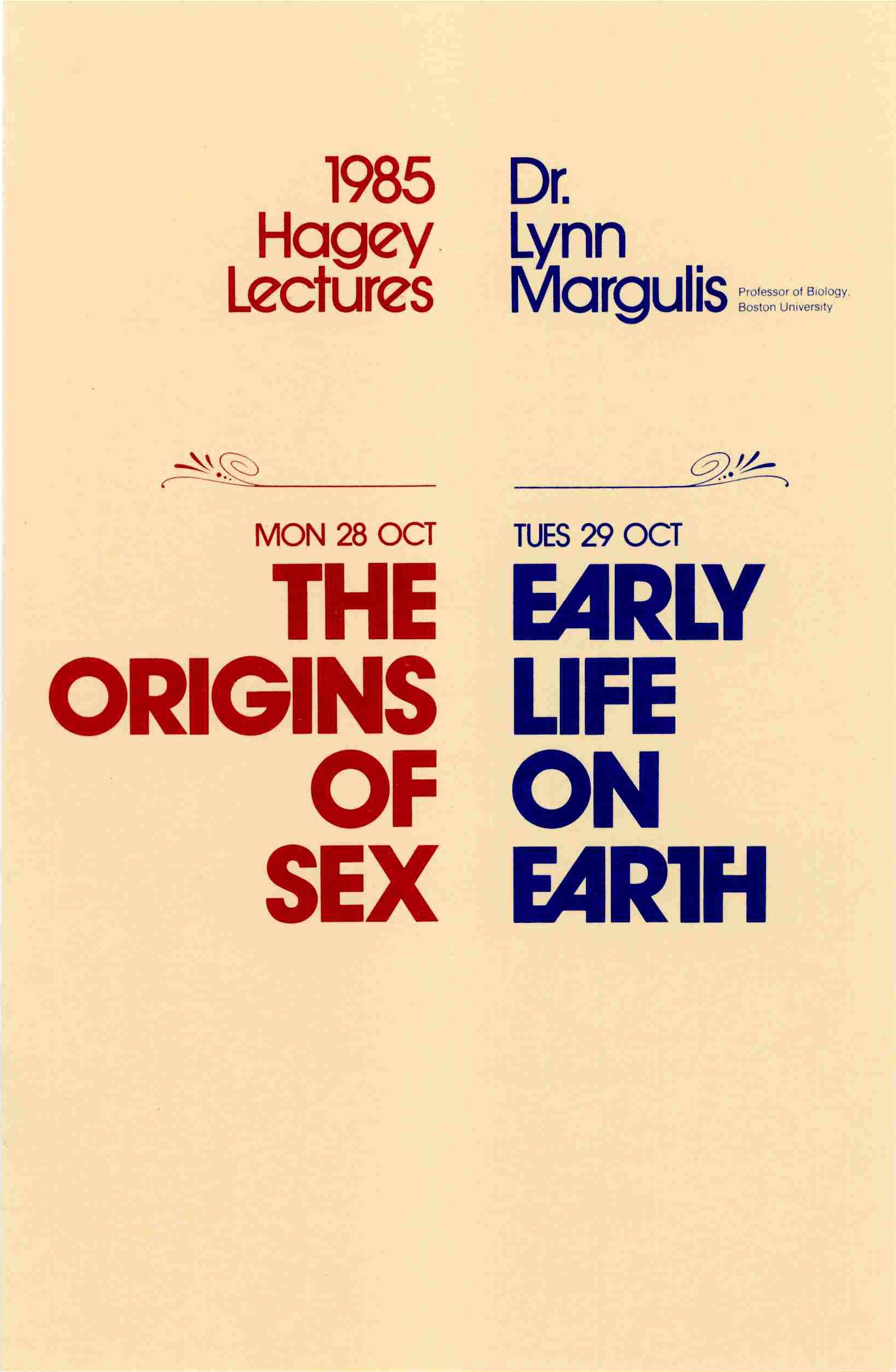 Poster for 1985 Hagey Lecture