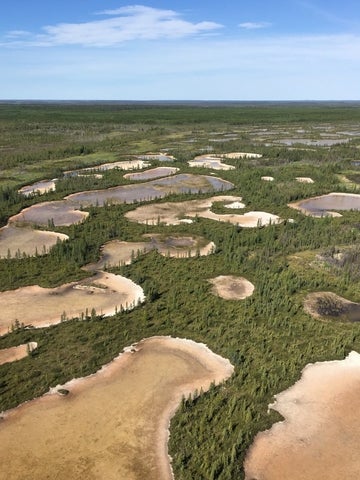 aerial view of ponds in the Whooping Crane Nesting Region in Wood Buffalo National Park