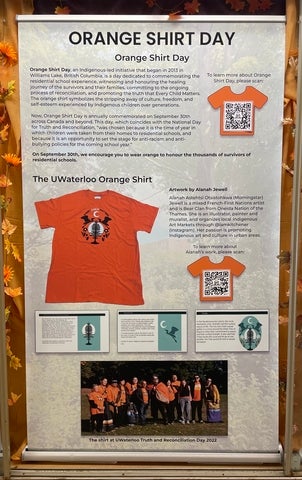 This banner explains Orange Shirt Day and the UWaterloo orange shirt