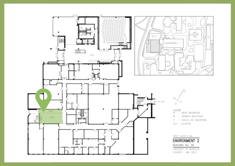 A map of Environment 2 showing where the Healing Forest Exhibit is.