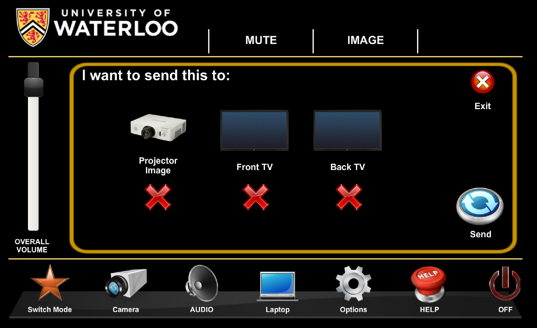 Image of control panel showing options for camera display