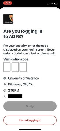 Image of DUO with verification code prompt