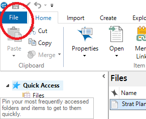 Screen capture of NVivo with File highlighted