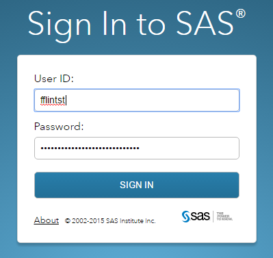Screen capture of SAS login box