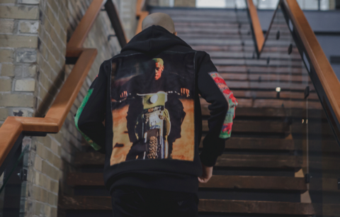 Entrepreneur ascending a stair case.