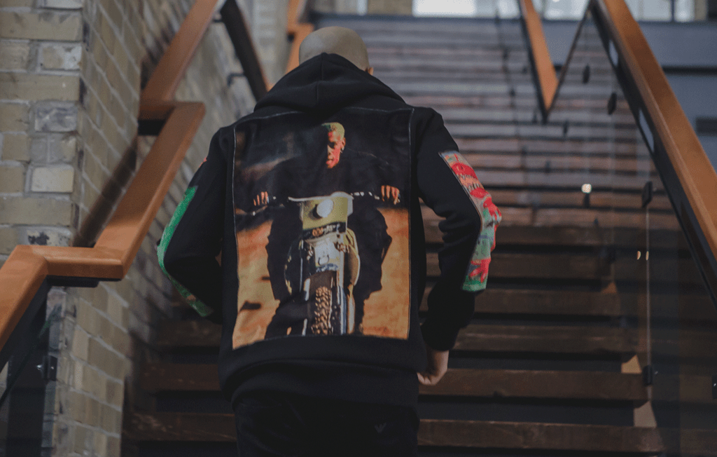 Entrepreneur ascending a stair case.