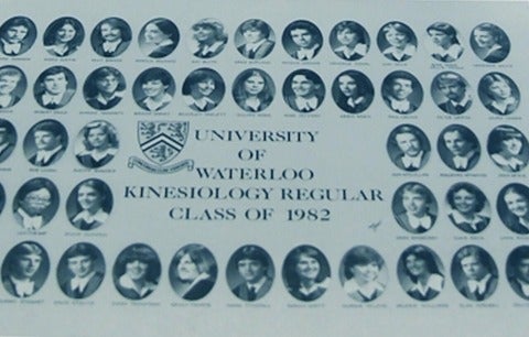Class composite of graduation photos from 1980s.