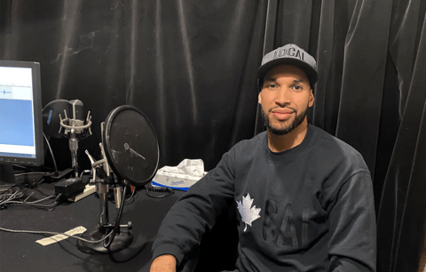 Marc Lafleur in podcast studio.