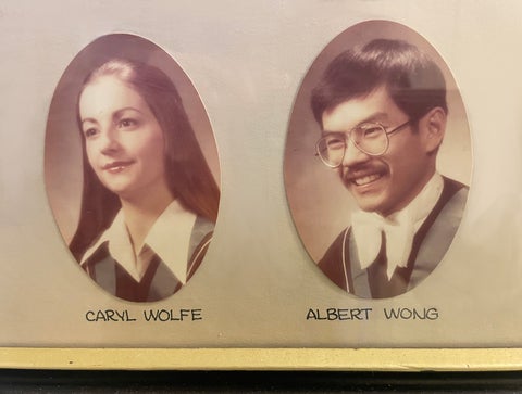 Graduation photos of Caryl and Albert on 1980 class composite.