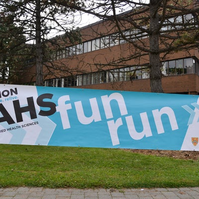 Applied Health Sciences fun run banner.