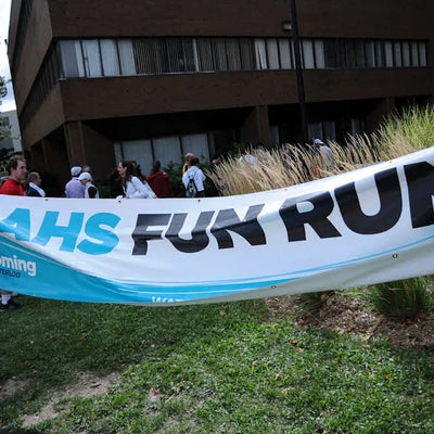 A banner that says "AHS FUN RUN"