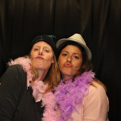 Attendees in the photo booth