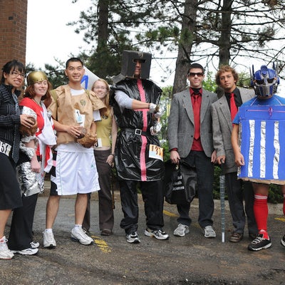 Eight participants with unique costumes