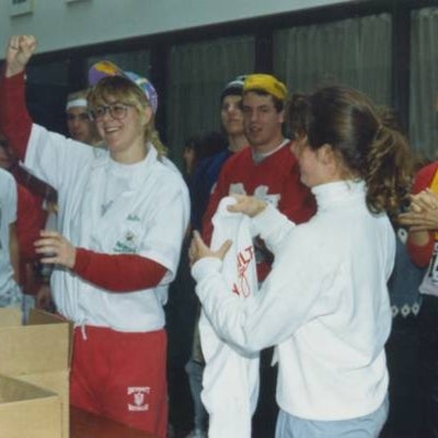 Participants receiving prize after the race