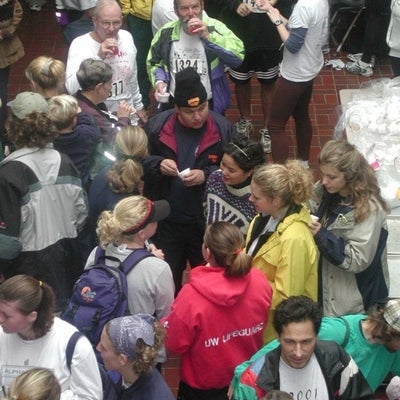 People gathering after the race 