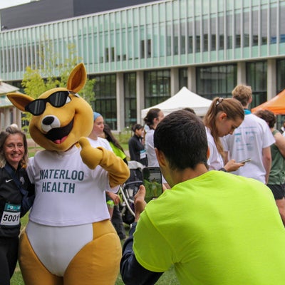Aussie posing with participant