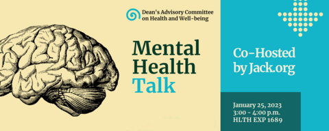 Mental health talk flyer with image of brain.