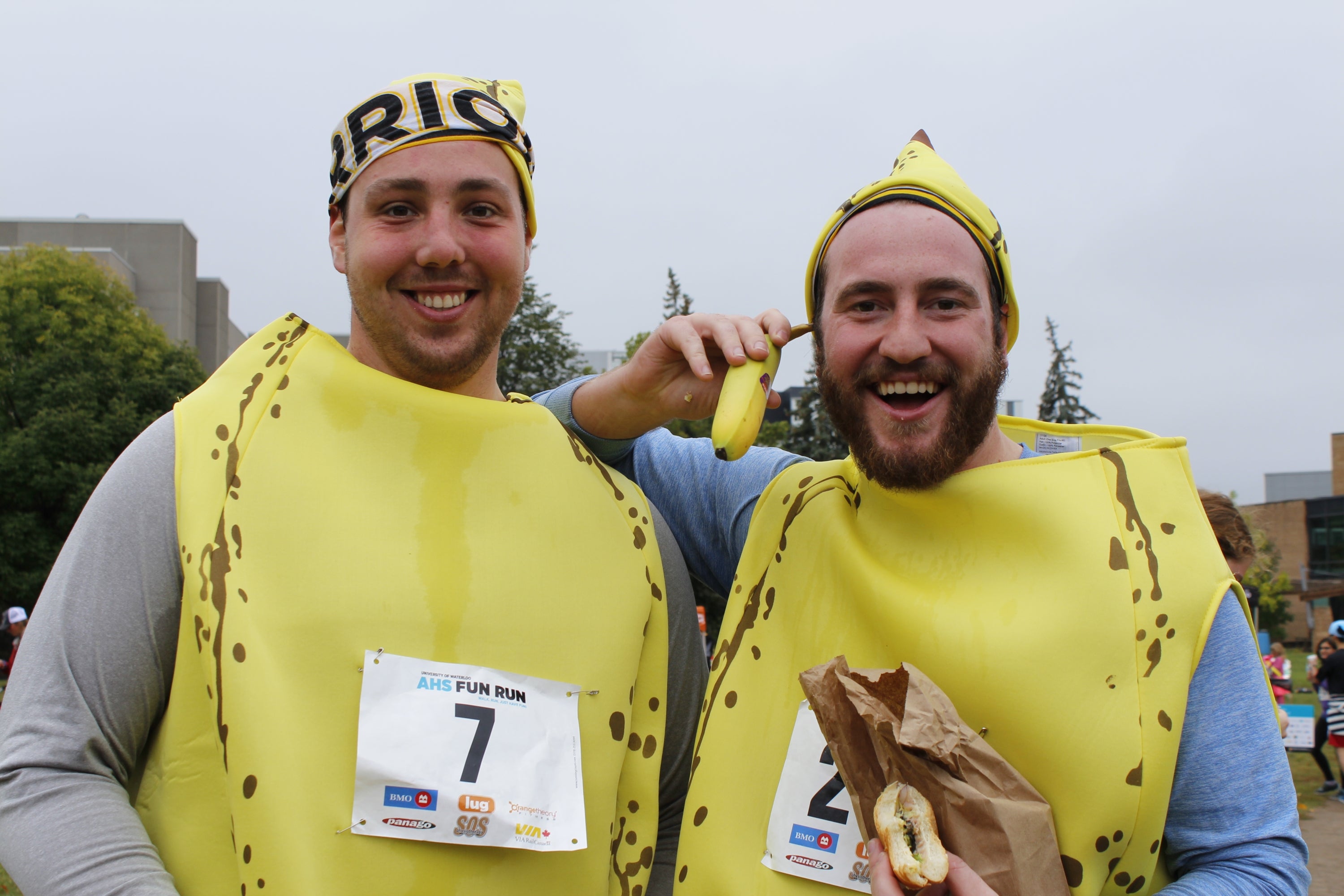 Two men in banana costumes 