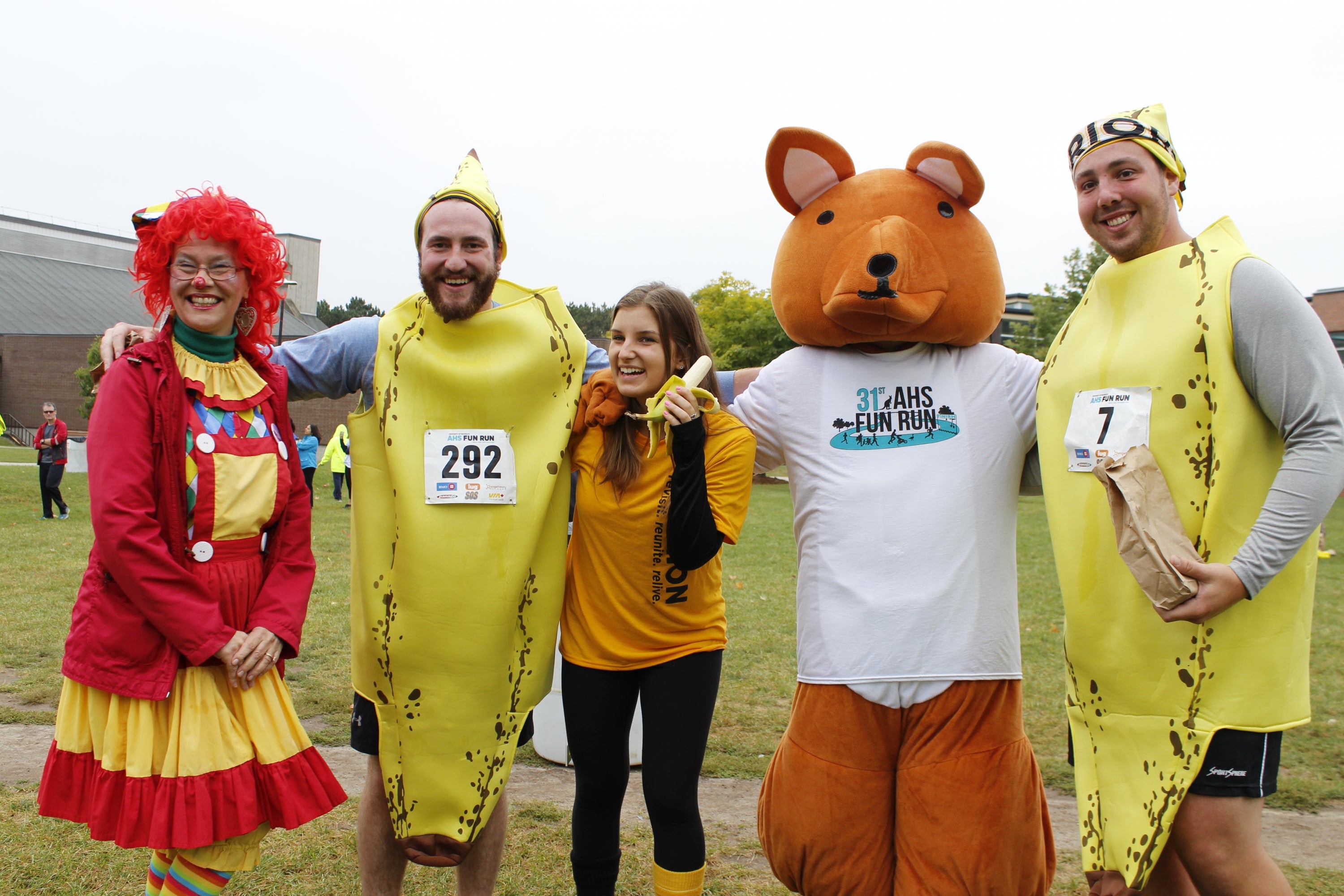 AHSSIE the mascot and participants dressed in costumes