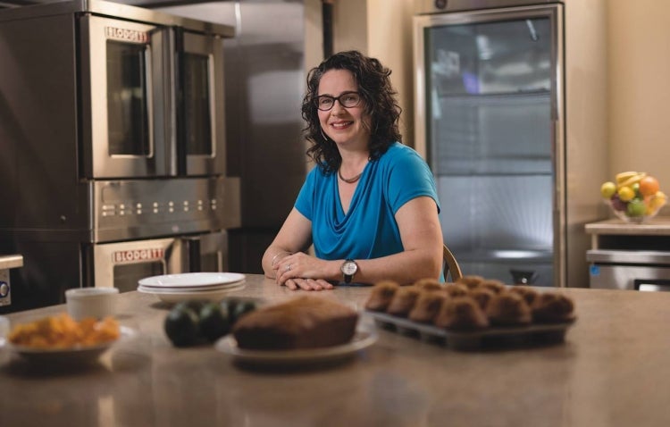 Professor Heather Keller in research kitchen.