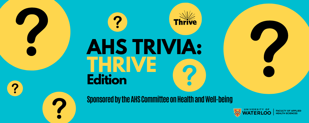 AHS Trivia Thrive Edition surrounded by question marks.